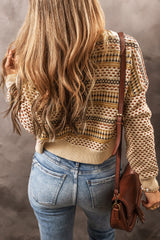 Cardigan court kaki boutonné à col en V-A WOMAN WE LOVE