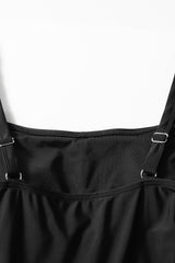 Bathroom Dress A black room tied on the side, square collar, adjustable straps, line A