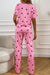 Pink relaxation set with t-shirt and heart print pants for Valentine's Day