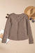 Coffee Acid Wash Waffle Knit Long Sleeve Top