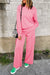 Ensemble pull-over patchwork de couleur unie rose Sachet et pantalon cargo