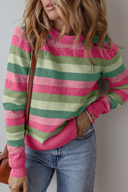 Round neck sweater with ribbed edges *