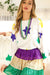 White Mardi Gras Star Print Long Sleeve Top