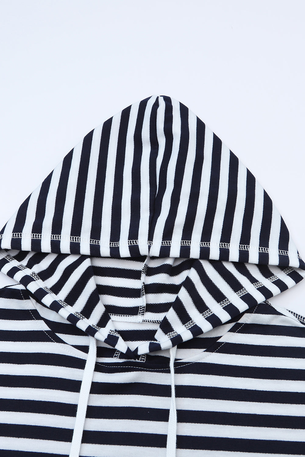 Stripe Kangaroo Pocket Drawstring Hoodie