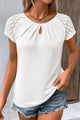 White top with a contrasting lace lock lock hole