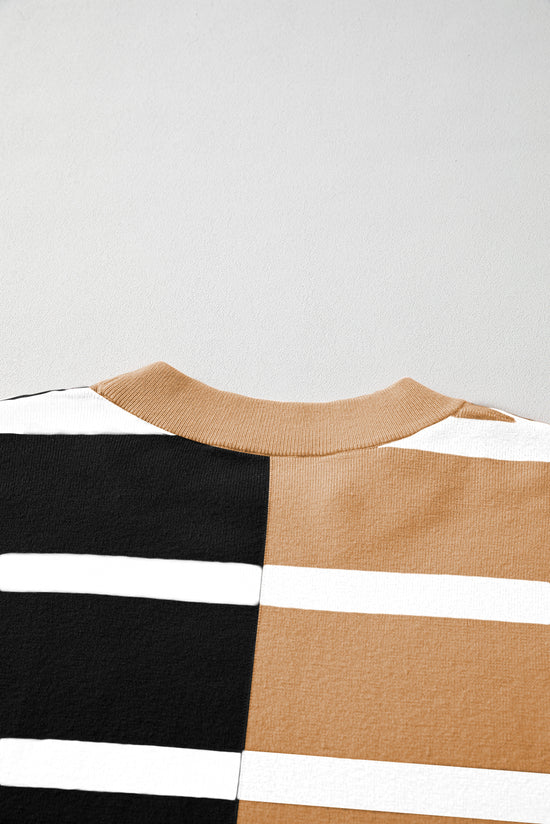 Pull sur-dimensionné color block beige *