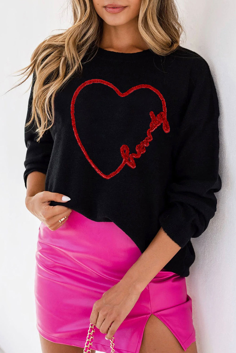 Black Howdy Heart Graphic Round Nou Casual Casual