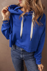 Dark blue short blue hoodie with drooping shoulder *