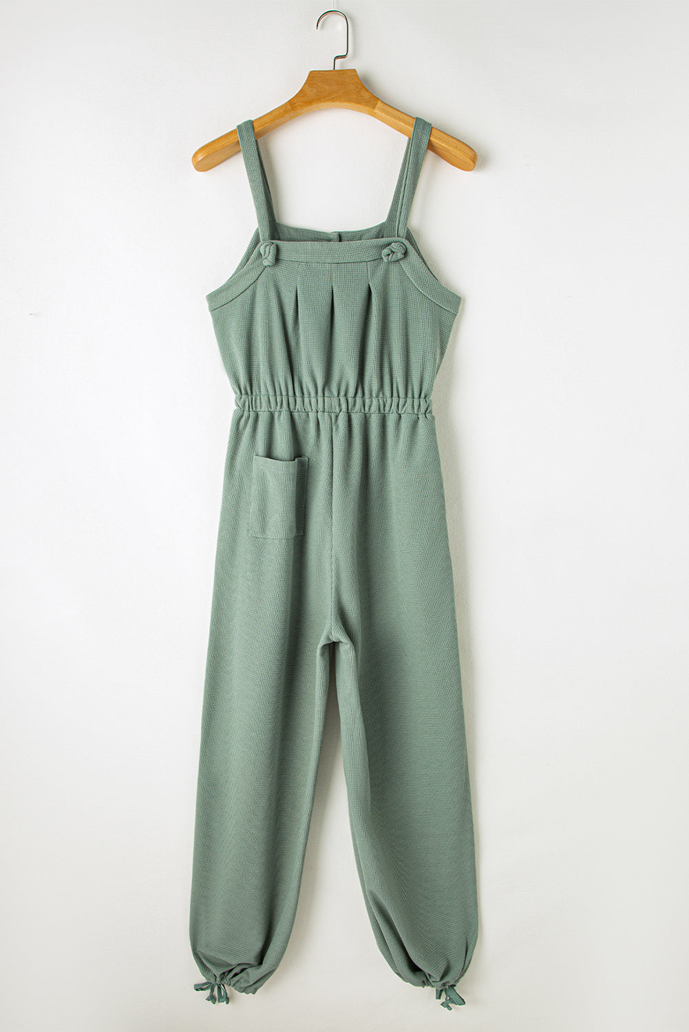 Moss Green Knotted Gurte Button Strukturierte Kordeloverall