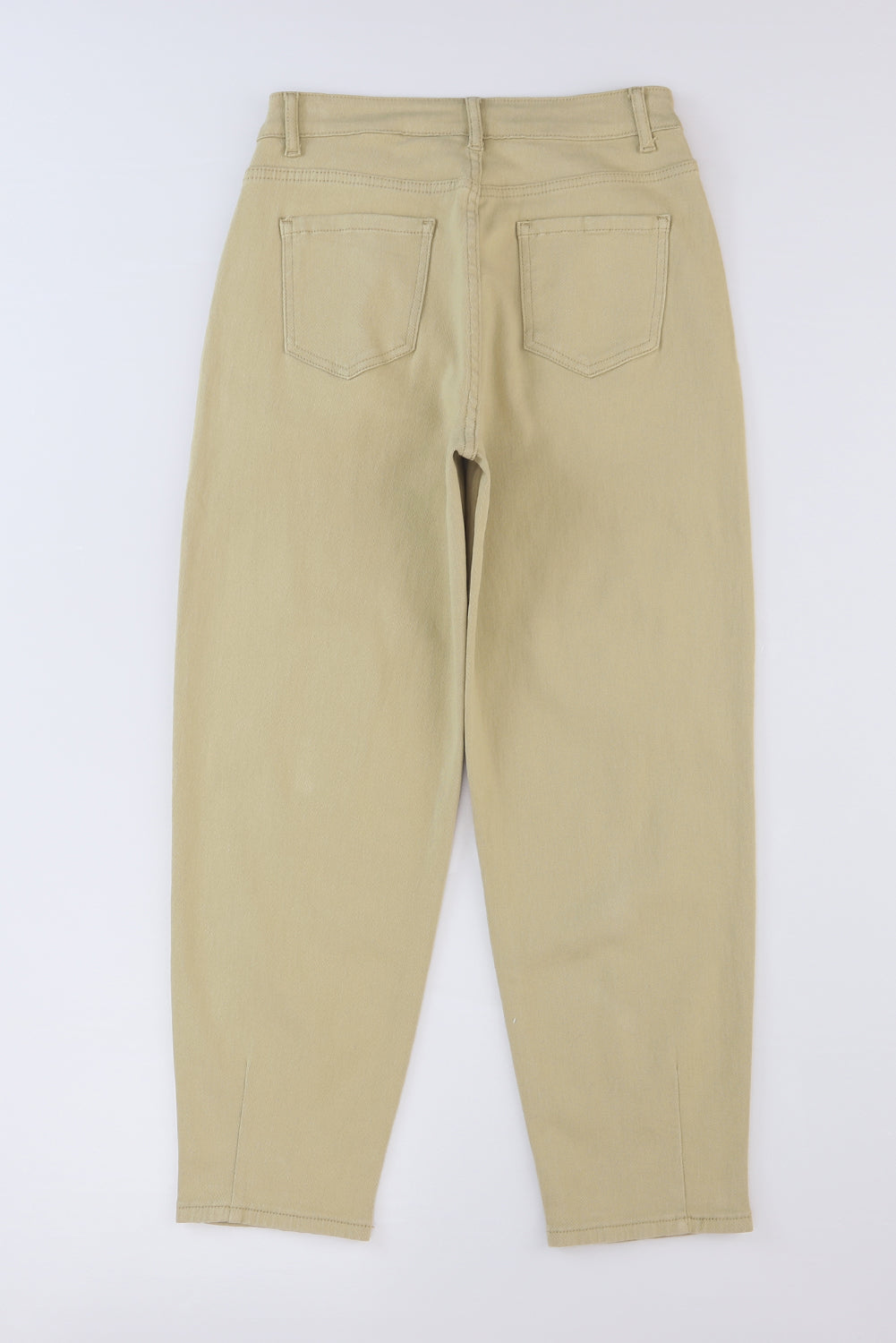 Khaki Solid High Waist Casual Pants