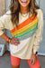 Apricot Rainbow Color Block Striped Sweatshirt