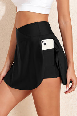 Jupe-short de bain taille haute croisée *