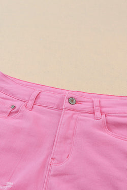 Pantalones cortos de mezclilla de color rosa envejecido