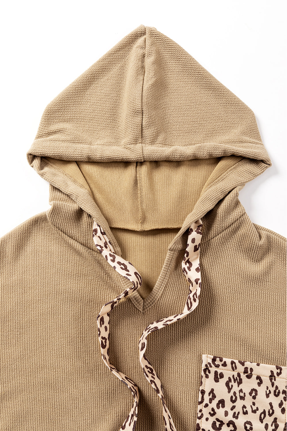 Khaki Leopard Patchwork Culcata con cappuccio con cappuccio