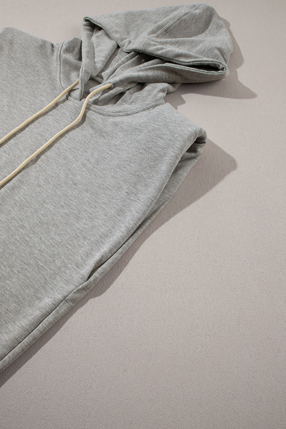 Grey Draw String ärmellose Hoodie und Shorts Set