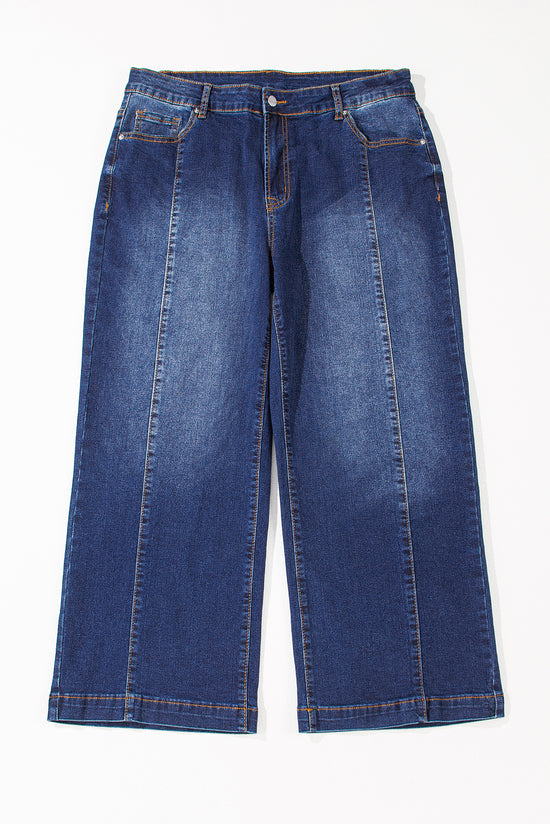 Large navy high navy -waving jeans *