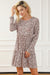 Long sleeve dress with ruffles and leopard animal print