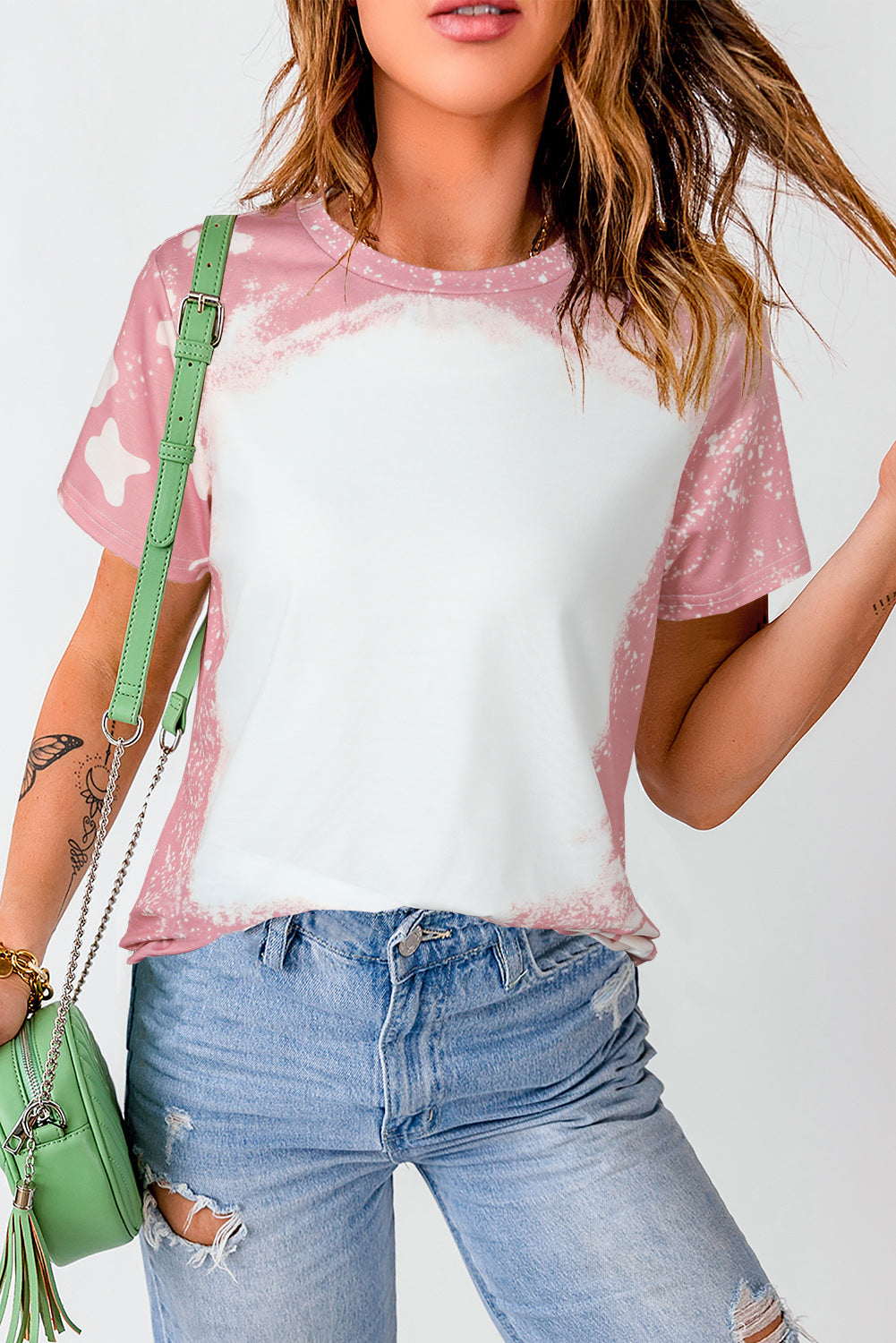 Tie-Dye Rose-Dye white-colored short-colored t-shirt