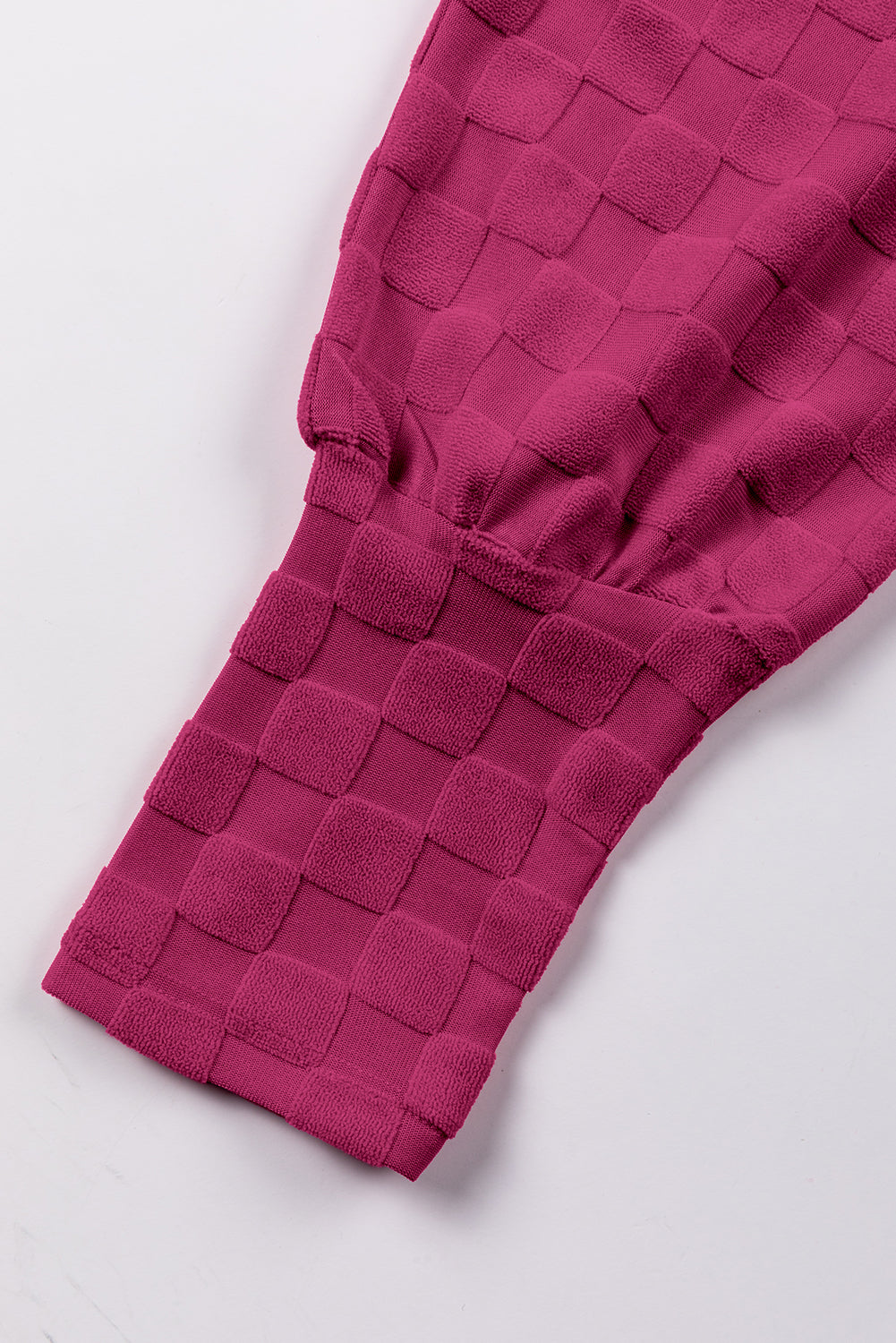 Top de manga Dolman Textured Dolman con textura de checker de color rosa brillante