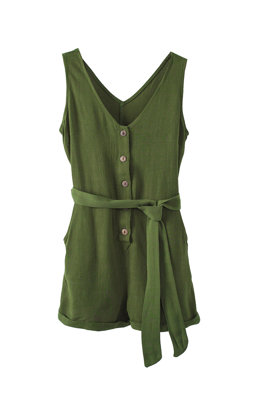 Bottone verde a V Neck Ganper con cintura