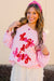 Pink Hugs and Kisses Pop Up Embroidered Raglan Sleeve Sweatshirt