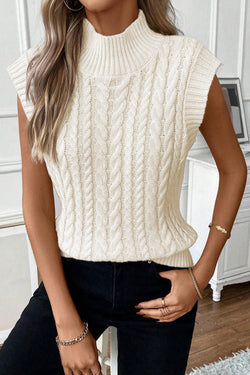 High collar sweater in twisted oats *