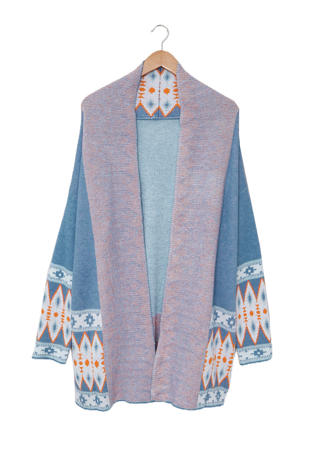 Cardigan blu a maglia frontale aztec aztec