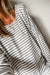 Gray Striped Crew Neck Long Sleeve Oversized Top