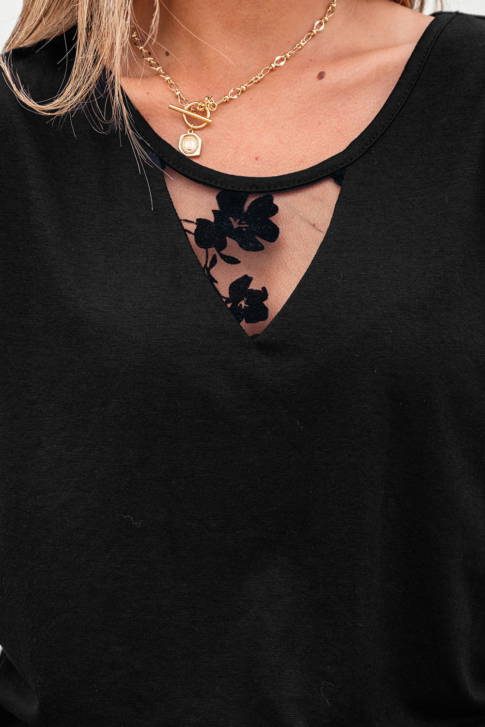 Black Flora lace t-shirt in lace