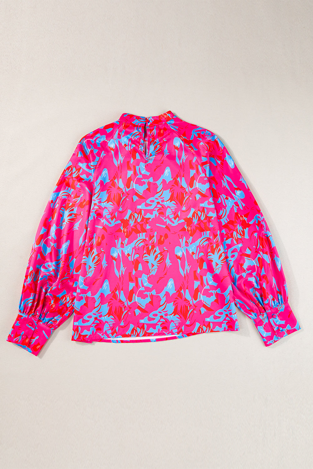 Blouse violette imprimée à manches bulles et col montant-A WOMAN WE LOVE
