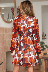 Robe courte fluide à imprimé floral rouge