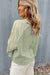 Meadow Mist Green Waffle Knit Wide Sleeve Patchwork Raglan Top