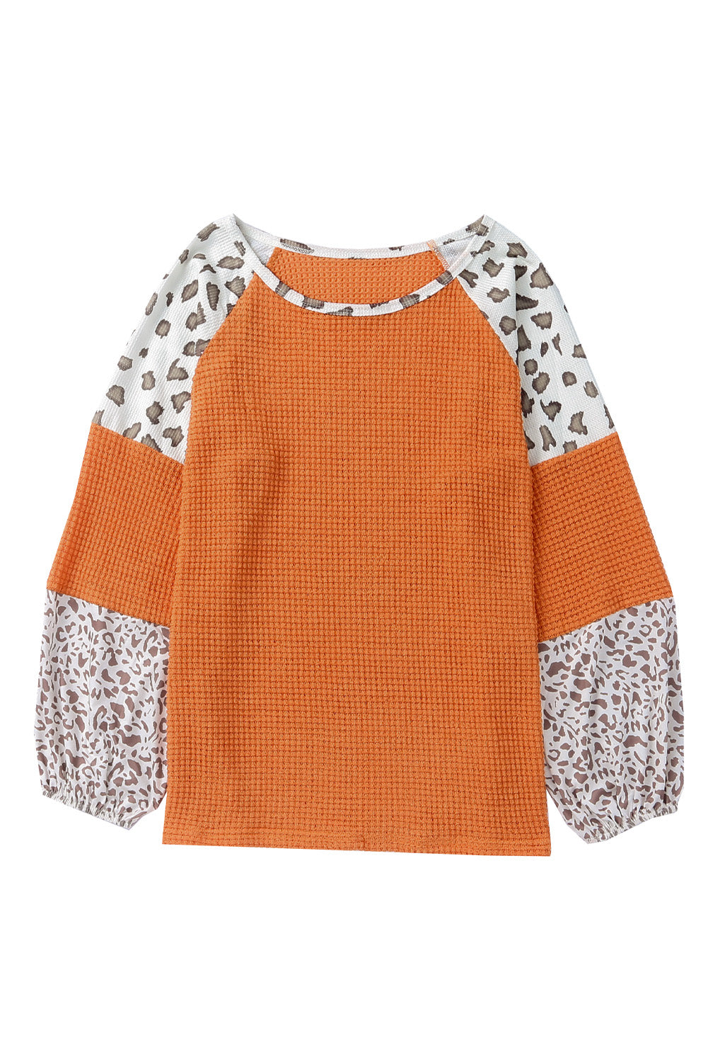 Orange Leopard Colorblock Waffel Strickdeckel