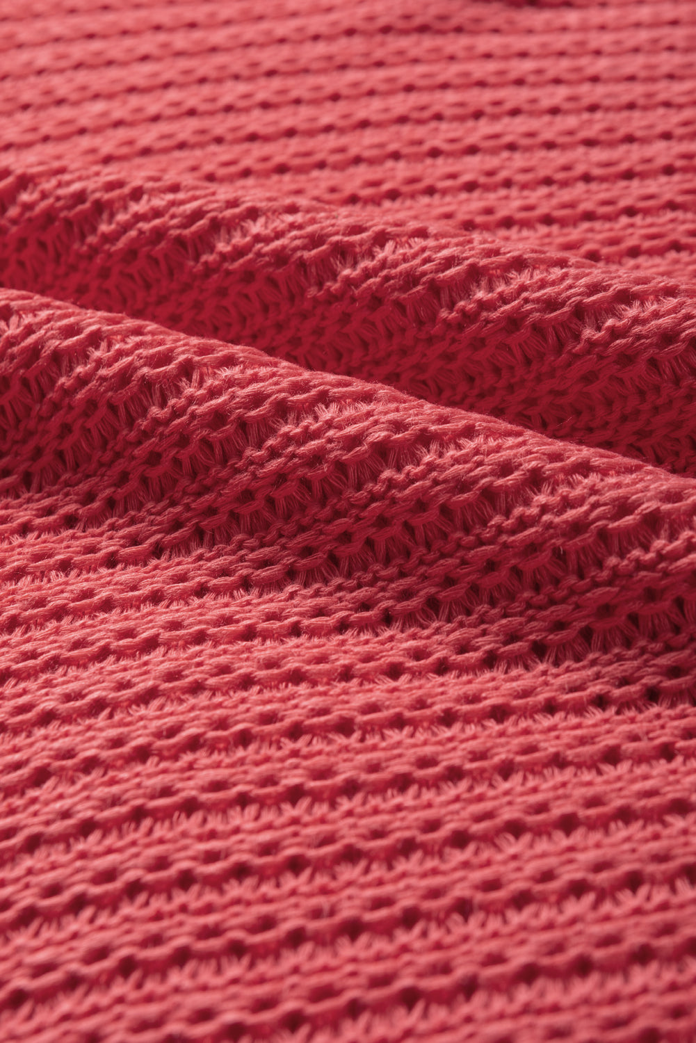 Roter Ton maser loser Strick kurzer Dolman -Ärmelpullover