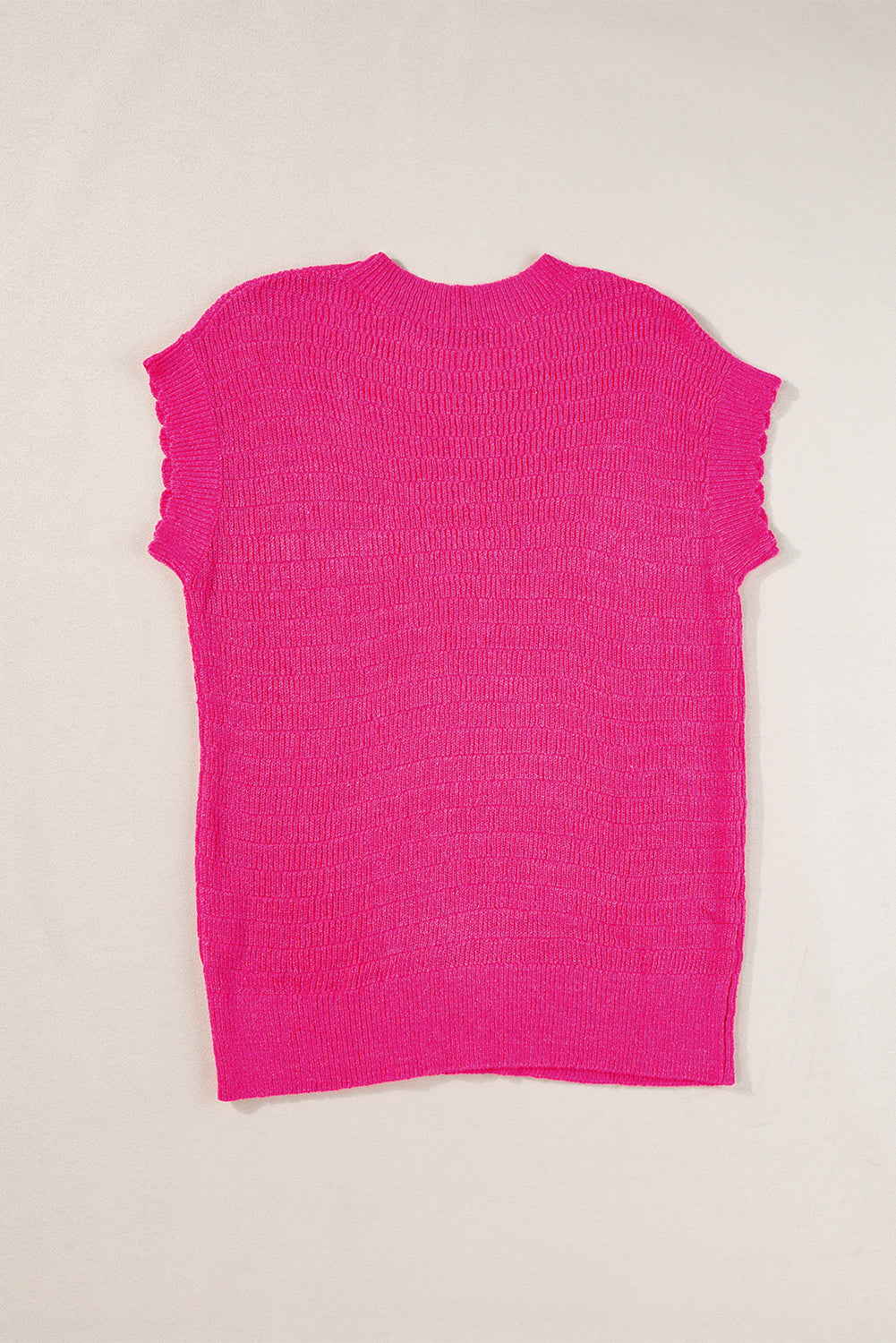 Top maglione estivo a maniche corte smerlata rosa