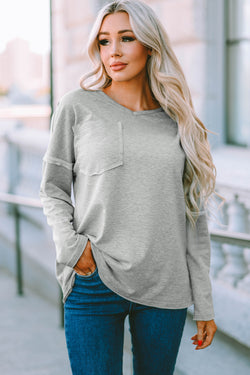 Grey oversized top with pockets and dropped sleeves