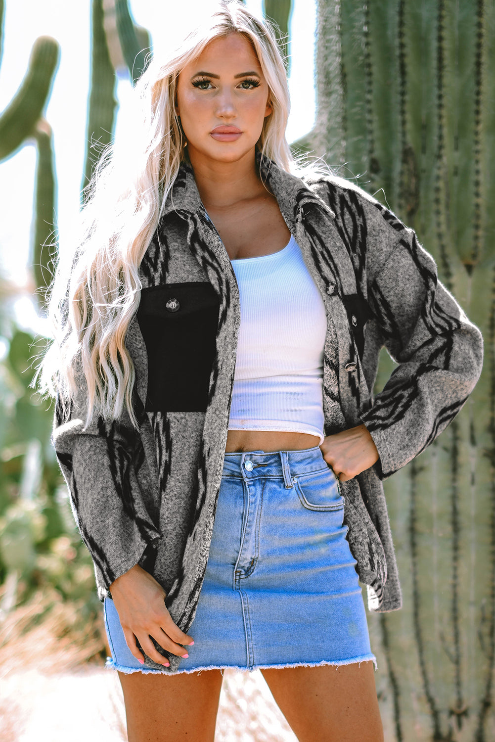 Aztec gray jacket with contrasting chest pockets *