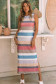 Long split tank top with multicolored stripes