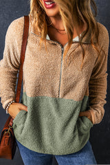 Smoke Grey Two-Tone Half-Zip Fleece Sweatshirt