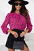 Pleated blouse with pink leopard print with lock hole