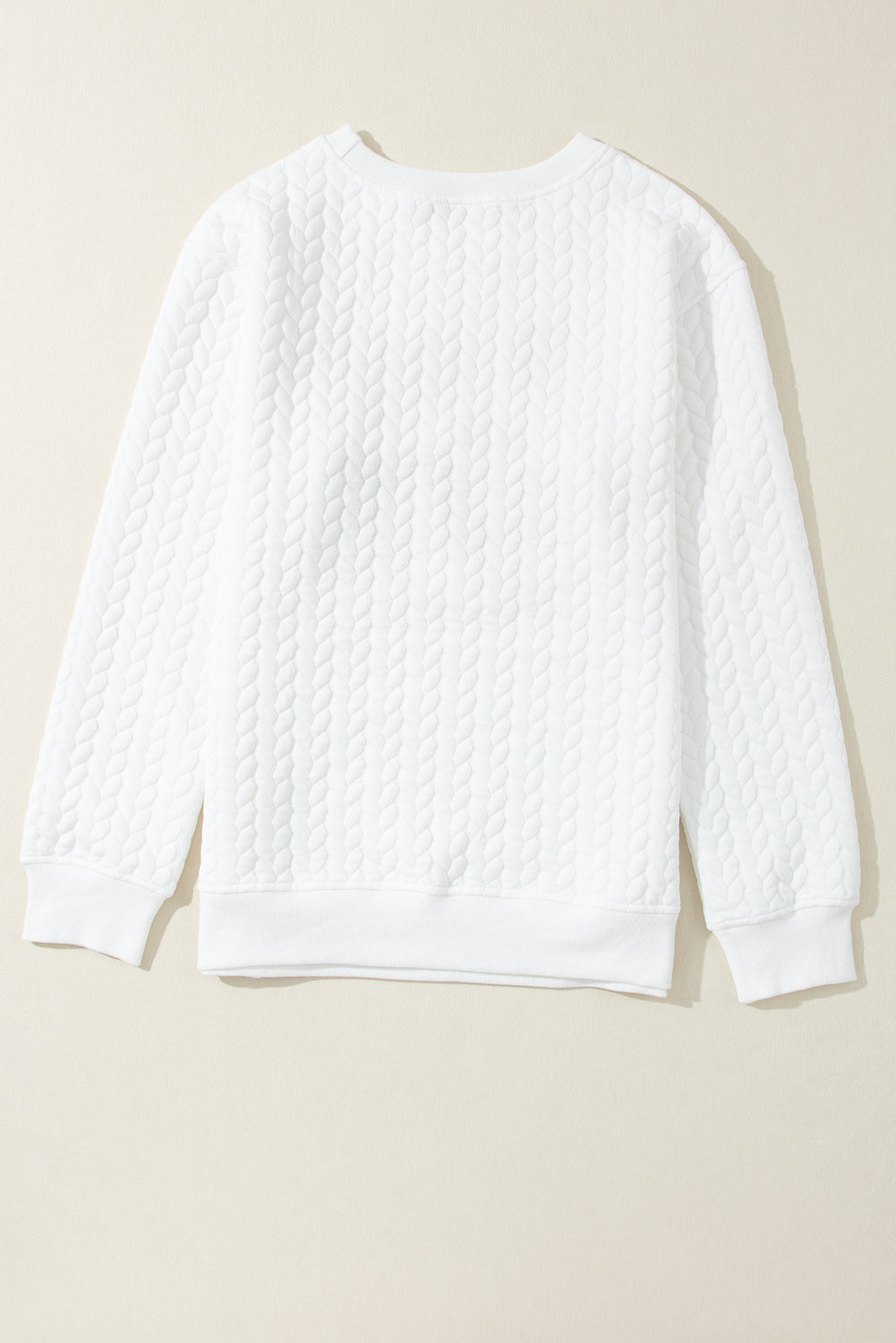 White sweatshirt in twisted knitting embroidered love caterpillar