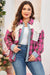 Red Patchwork Plaid Print Waffle Knit Shirt Plus Size