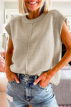 Tricotted sweater with short sleeves *