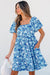 Short dress blue babydoll with flowers *