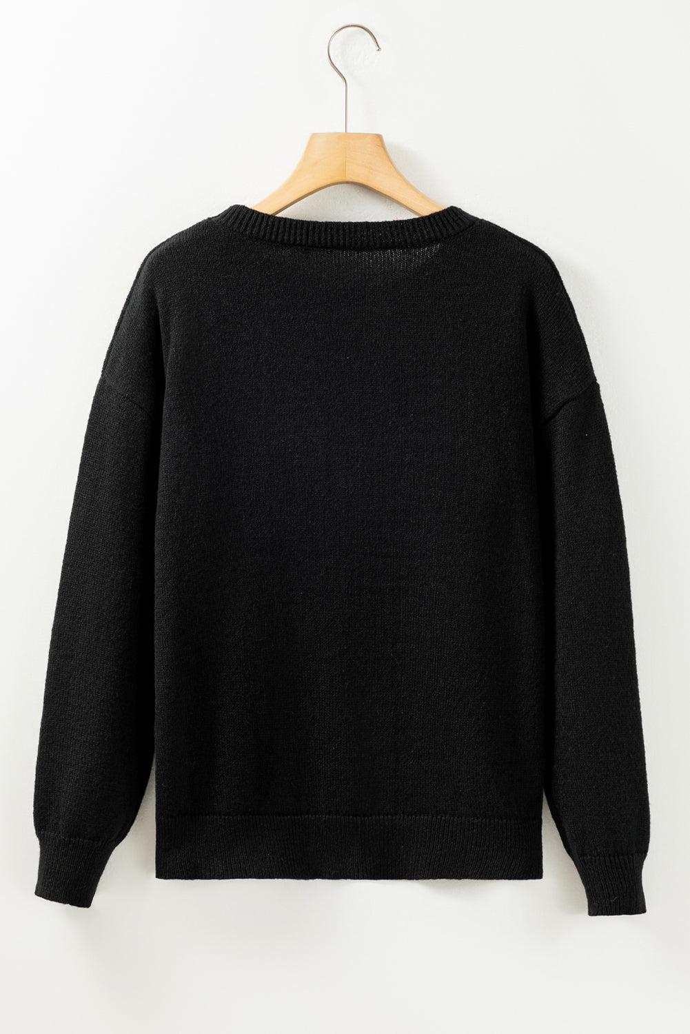 Black xoxo paillette imprimé coul rond pull décontracté