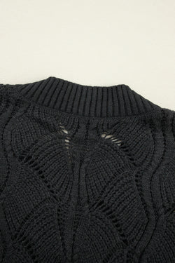 Black Pull in openwork knit in v * collar