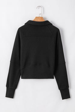 Negro con sudaderas con manga y collar ascendente *