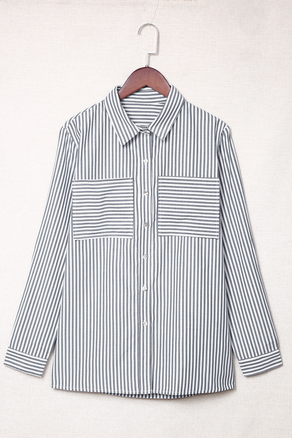Chemise rayée à manches longues et boutons avec poches-A WOMAN WE LOVE