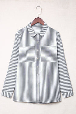 Striped shirt with long sleeves and buttons with pockets