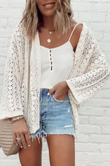 Cardigan blanc élégant en tricot ajouré *-A WOMAN WE LOVE